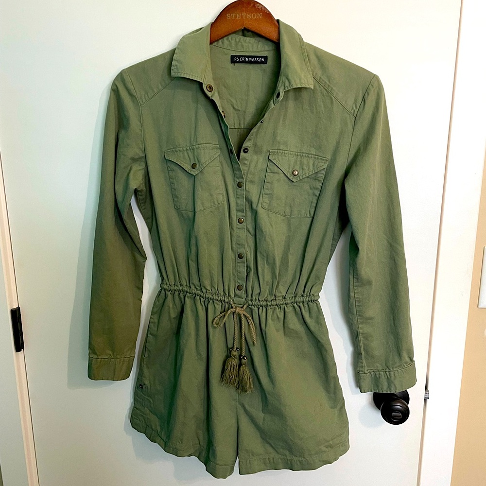 Olive Green Utility Romper